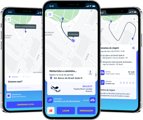 Telas ilustrando o fluxo de viagem no Spid